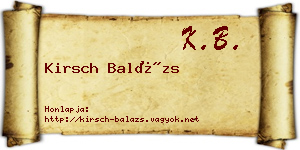 Kirsch Balázs névjegykártya